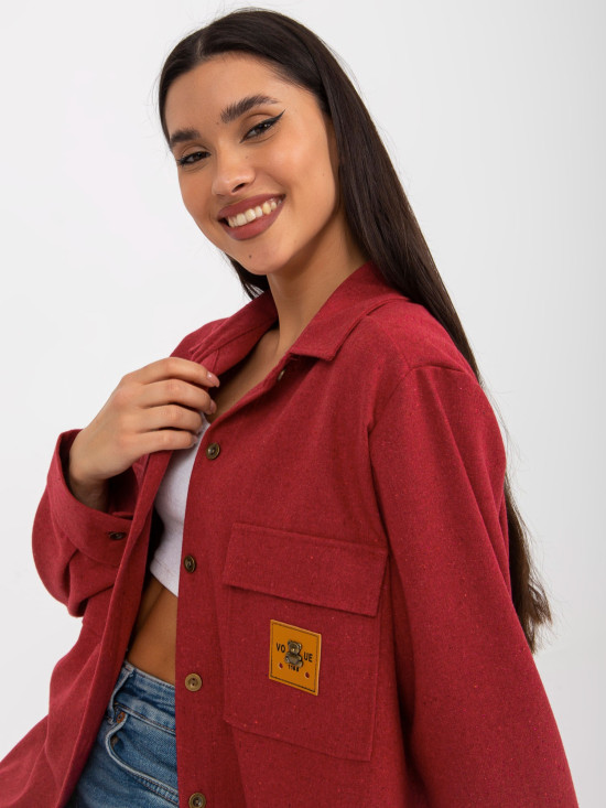 Damen Wollhemd in Dunkelrosa