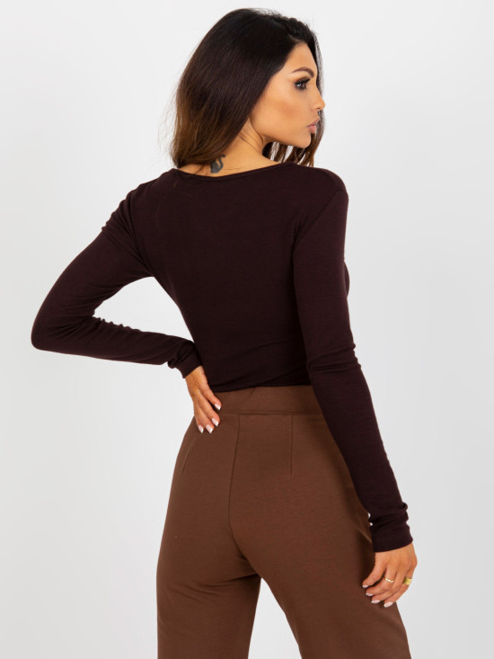 Braune Viskosebluse mit V-Ausschnitt für den Alltag