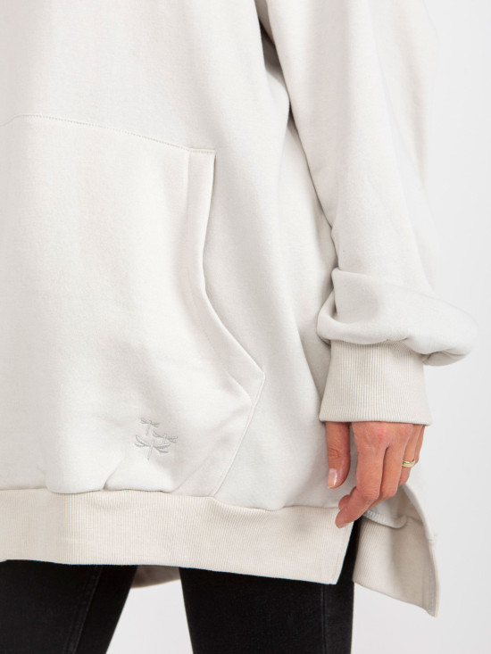 Helle graue lange Oversize-Hoodie MAYFLIES