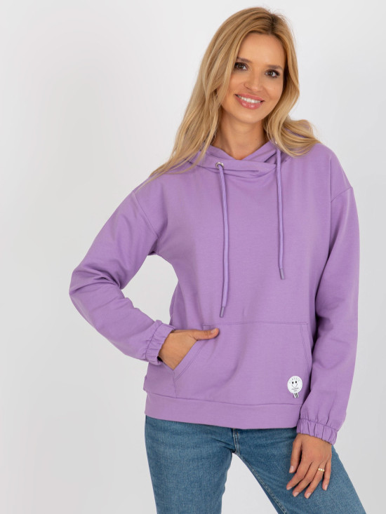Helle lila Baumwollkapuzenpullover