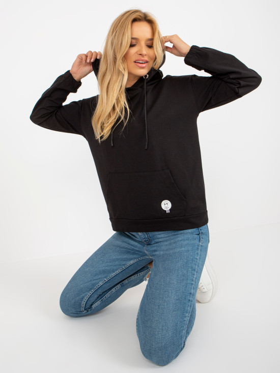 Schwarzer Damen Hoodie aus Baumwolle