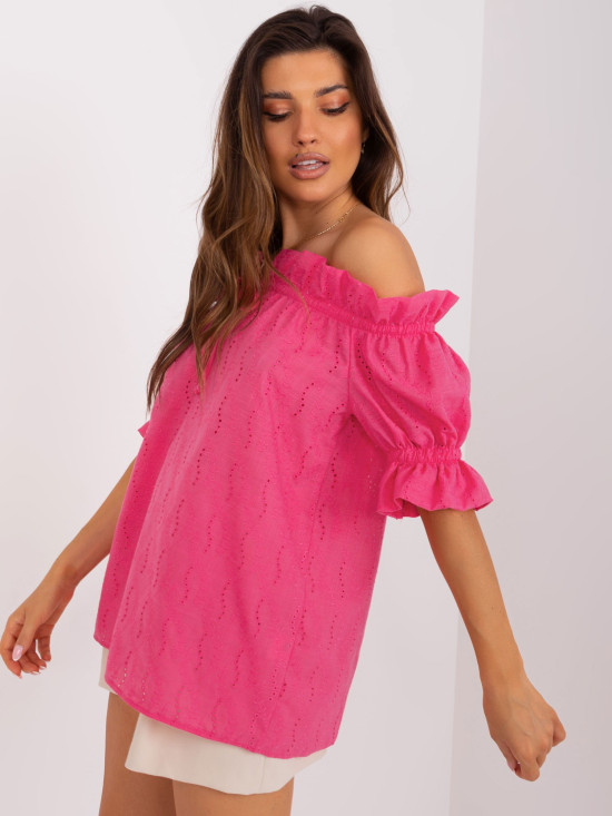 Dunkelrosa Bluse mit Ajour-Muster