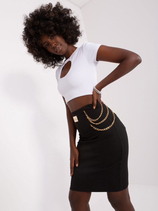 Schwarzer figurbetonter Strickrock