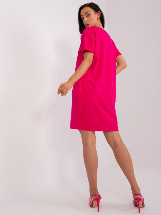 Rosa Basic Kleid mit kurzen Ärmeln