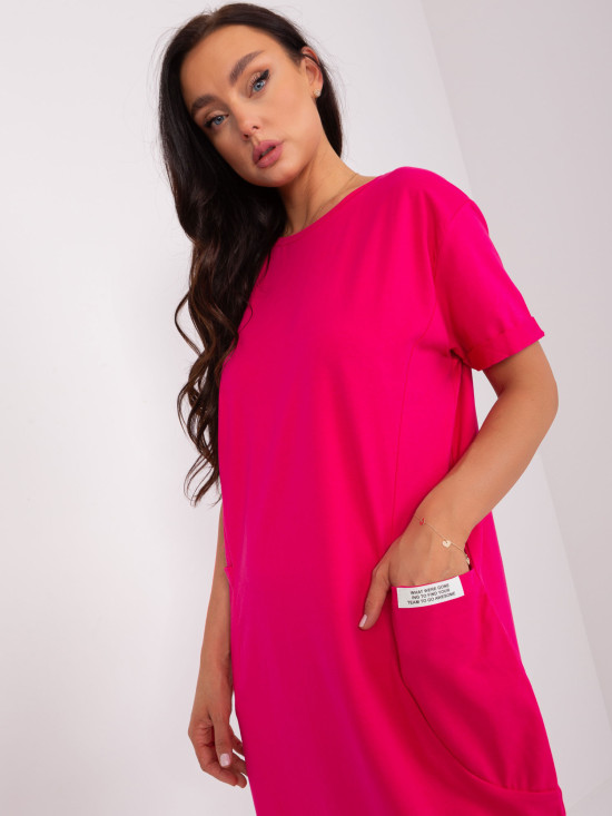 Rosa Basic Kleid mit kurzen Ärmeln