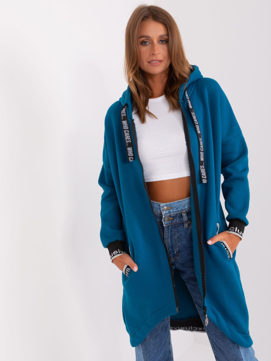 Meeresfarbene Damen Sweatjacke mit wärmender Fütterung