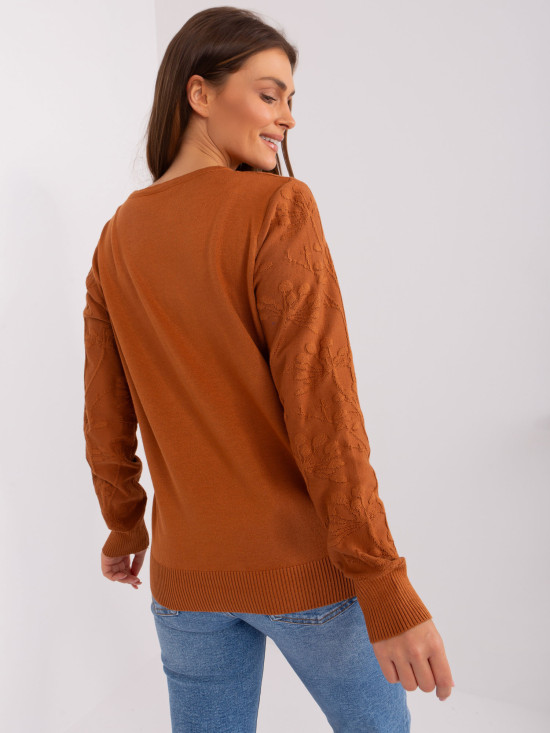 Helle braune klassische Pullover mit Rundhalsausschnitt