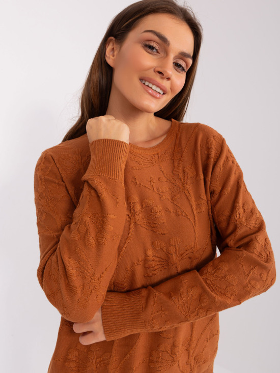 Helle braune klassische Pullover mit Rundhalsausschnitt