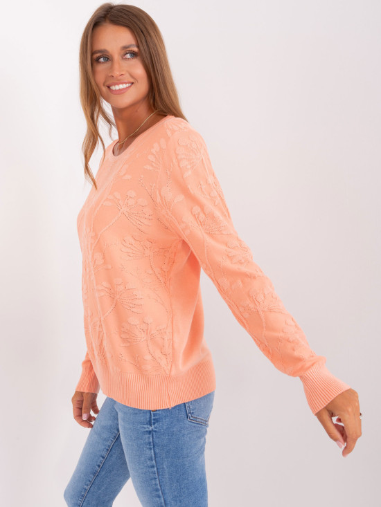 Pfirsichfarbener klassischer Pullover mit Muster