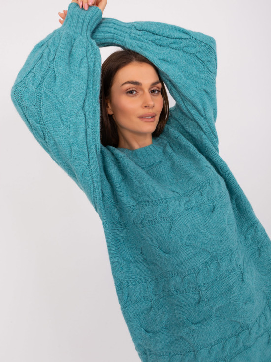 Türkises Oversize Strickkleid