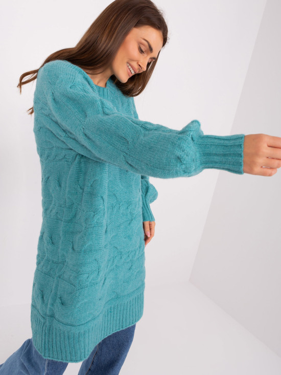 Türkises Oversize Strickkleid