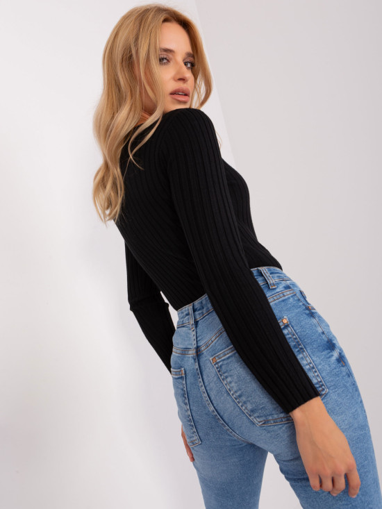 Schwarzer klassischer Damenpullover aus Viskose