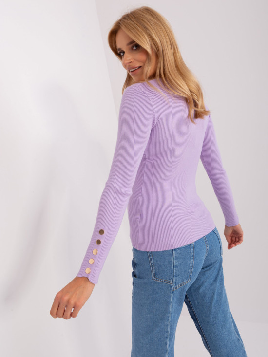 Helle lila klassische figurbetonte Pullover
