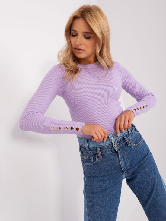 Helle lila klassische figurbetonte Pullover