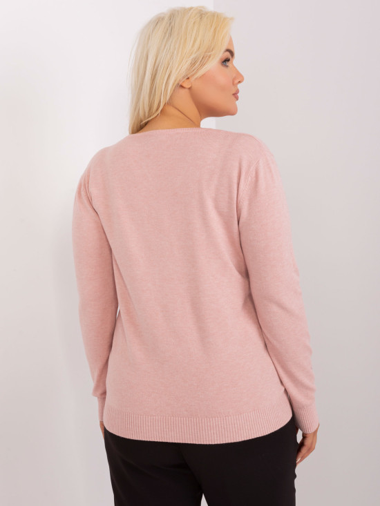 Helle rosa Damen Pullover in Übergröße mit Knöpfen