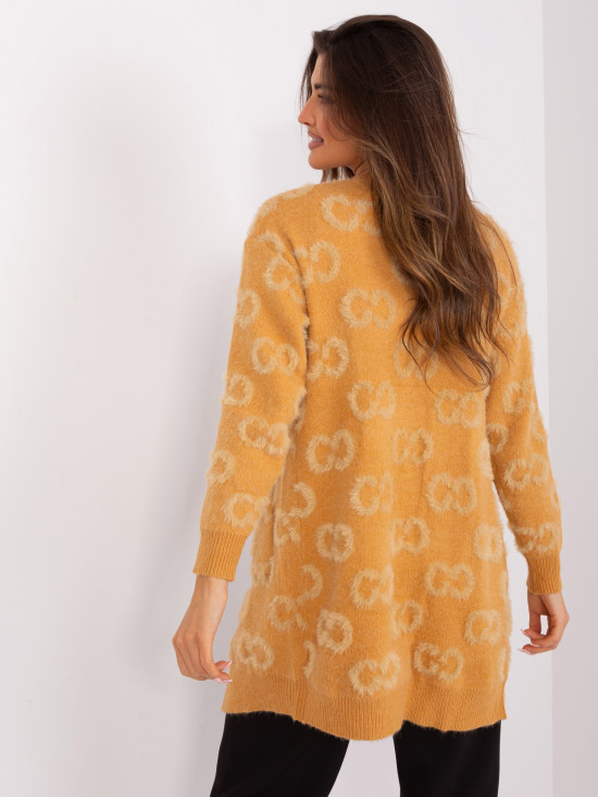 Damen-Kardigan in Camel mit Muster