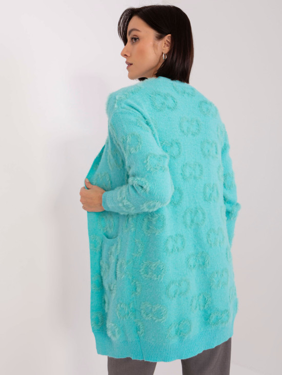 Minzfarbener Cardigan mit Muster