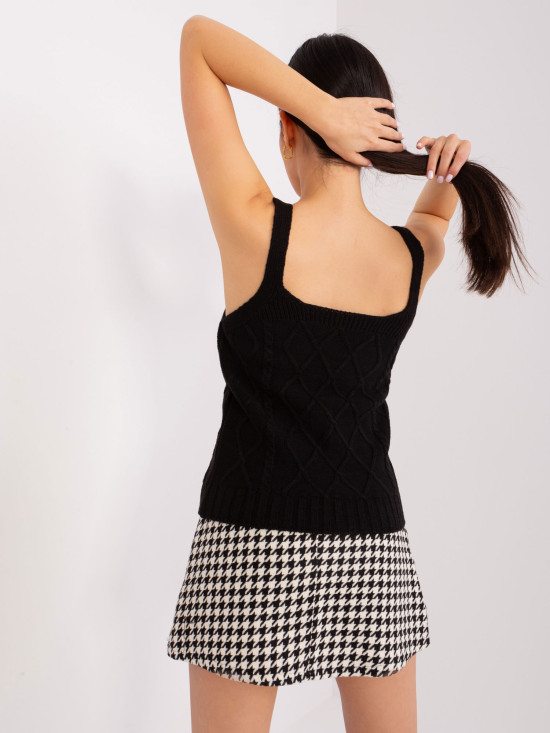 Schwarzes Strickset mit Puffärmeln