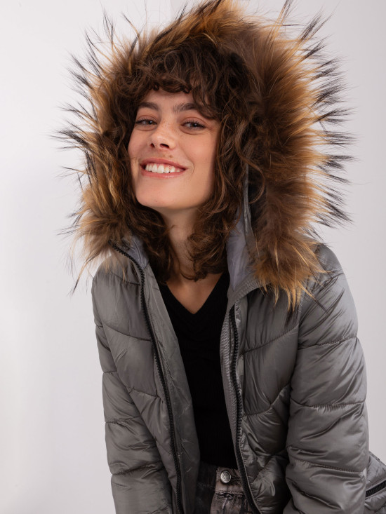 Dunkelgraue Winter Steppjacke