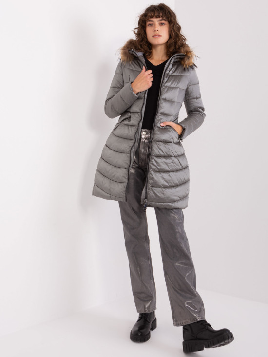 Dunkelgraue Winter Steppjacke