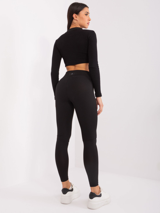 Schwarze Sportleggings mit Streifen