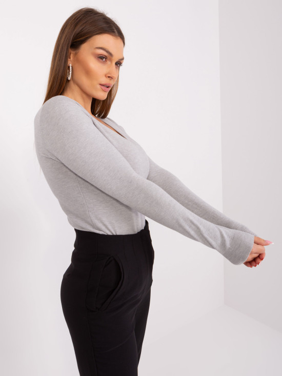 Grau Pullover mit langen Ärmeln