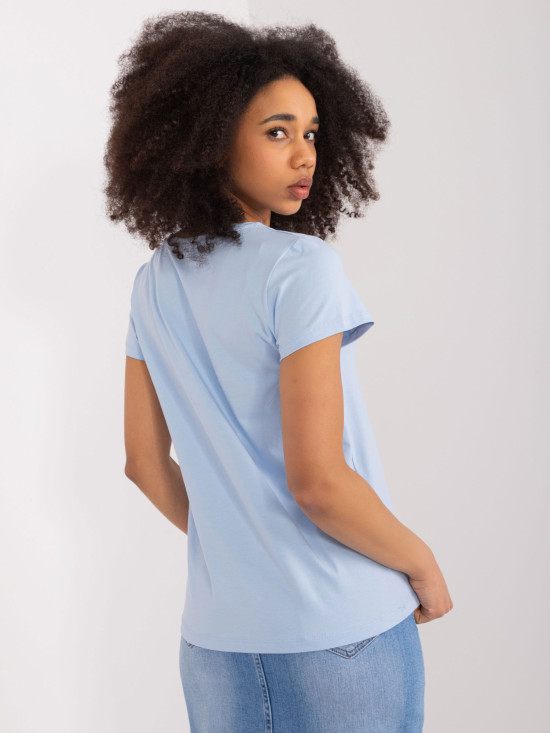 Stilvolle blaue Bluse mit Applikation