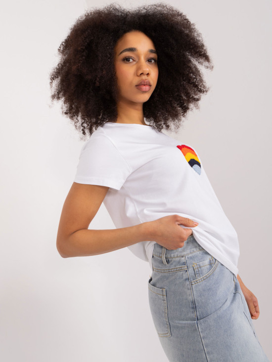 Weiße Bluse mit Applikation und Stickerei