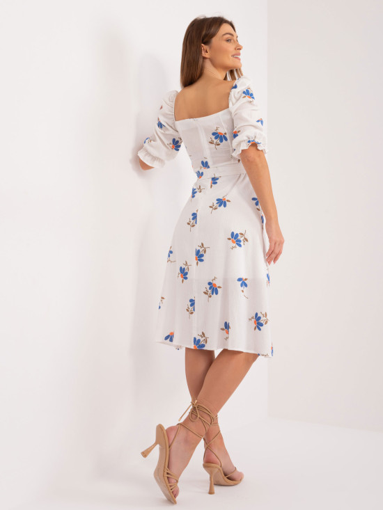 Blumen Midi Kleid mit kurzen Ärmeln