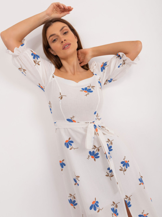 Blumen Midi Kleid mit kurzen Ärmeln