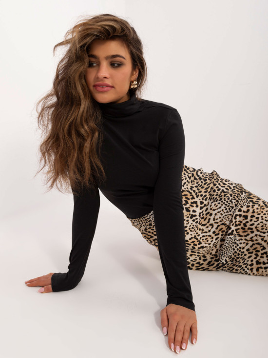 Stylische schwarze Bluse mit langen Ärmeln