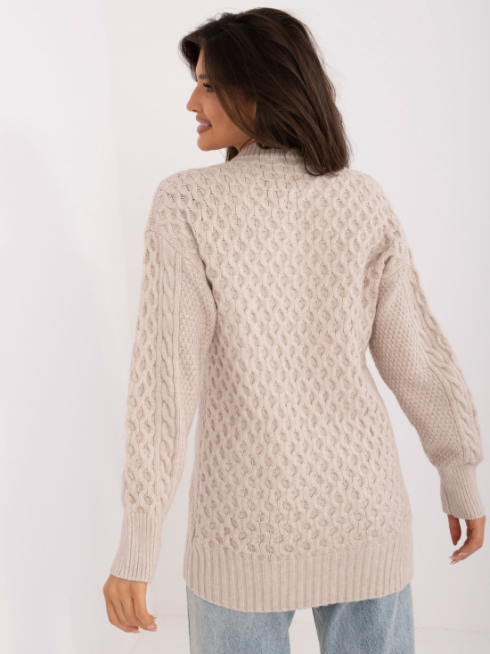 Beiger Pullover mit langen Ärmeln
