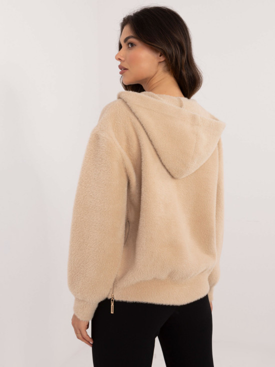 Beige Winterjacke mit Kapuze