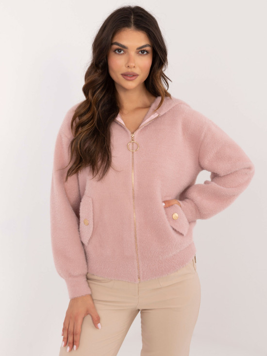 Stylische rosa Winterjacke mit Kapuze