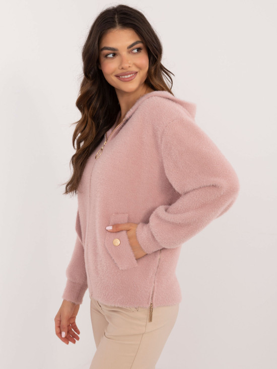 Stylische rosa Winterjacke mit Kapuze