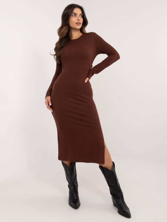 Elegantes Midi-Kleid in Dunkelbraun