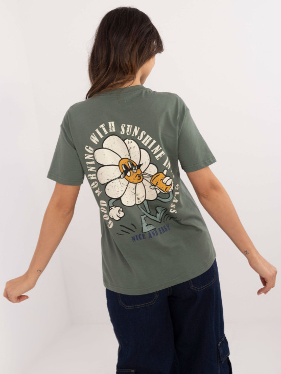 Stylische khaki Bluse mit kurzen Ärmeln