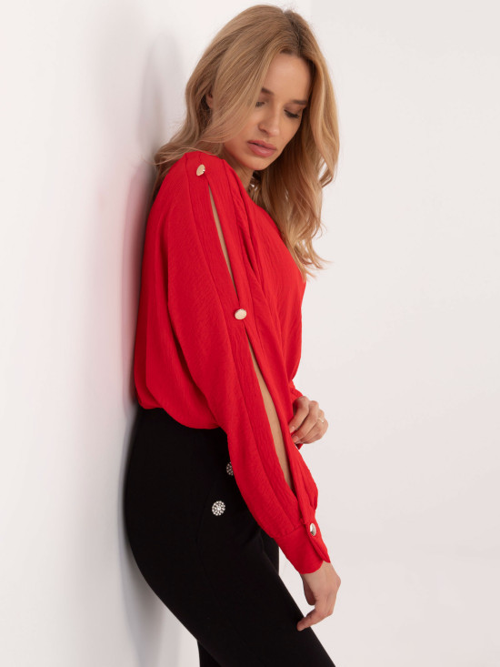 Elegante rote Bluse mit langen Ärmeln