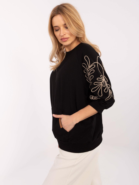 Stilvolle schwarze Bluse mit 3/4-Ärmeln