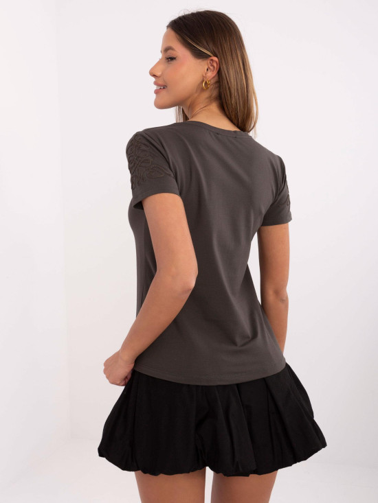 Khaki T-Shirt mit kurzen Ärmeln