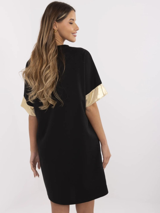 Stylische schwarze Oversize-Kleid mit Druck
