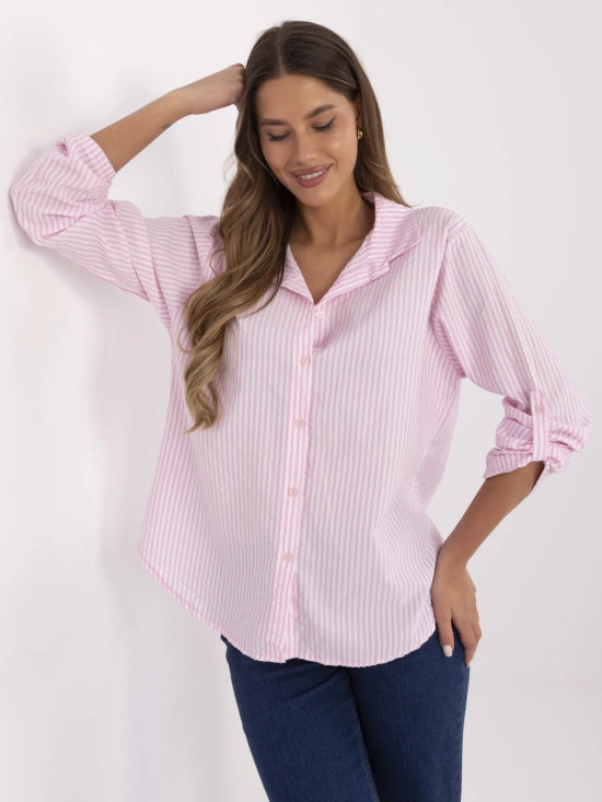 Gestreifte Bluse mit langen Ärmeln Rosa