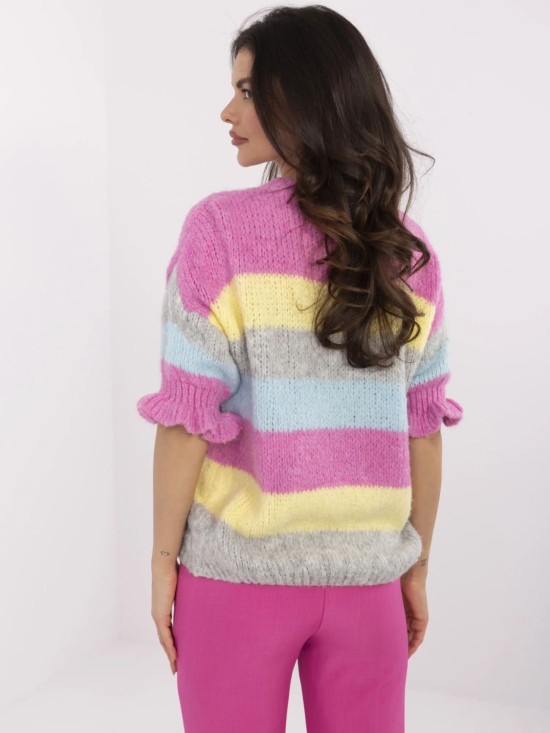 Grau-rosa gestreifter Pullover