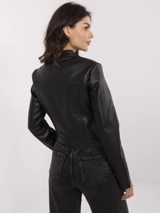 Stylische schwarze Kunstlederjacke