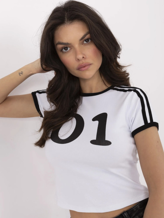 Weißes T-Shirt mit schwarzem Druck