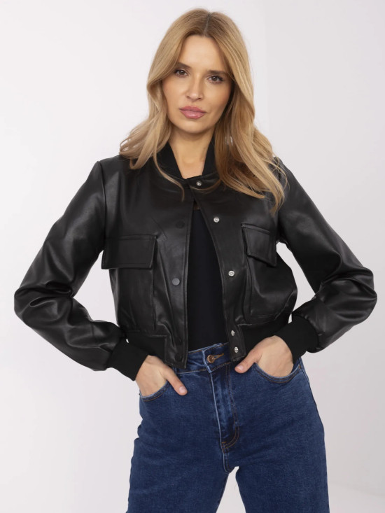 Stylische schwarze Bomberjacke