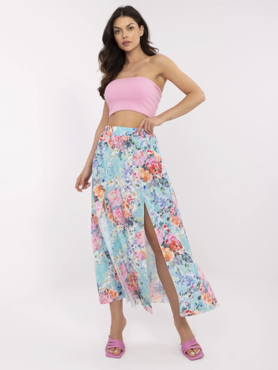 Blumen Midi-Rock in Mintgrün