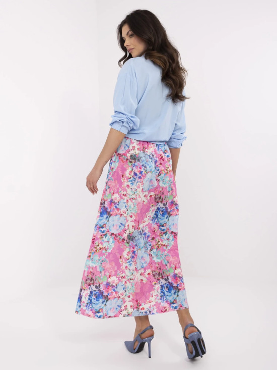 Rosa Midi-Rock mit Blumenmuster