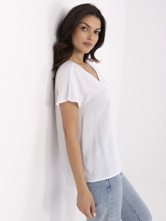 Weiße Bluse mit V-Ausschnitt