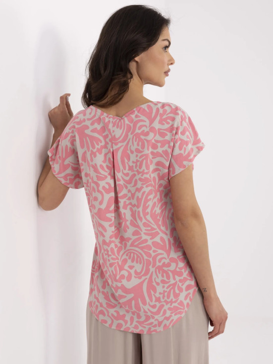 Rosa Bluse mit V-Ausschnitt